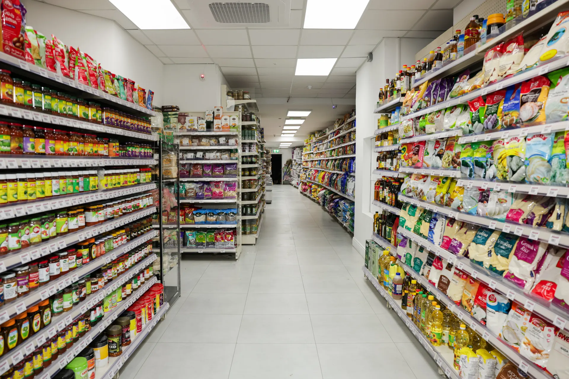 Inside World of Spices: full shelves down every aisle